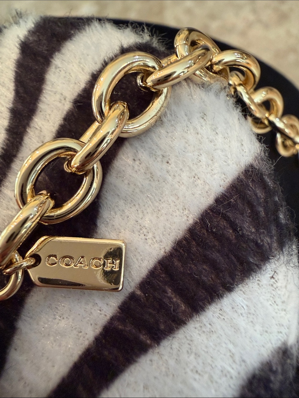 Coach Gold-Tone Link Necklace with Multicolor Enamel Heart Locket/pendant NWT - Picture 13 of 17